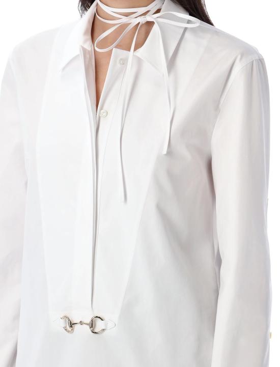 25FW 구찌 스빗 타이 넥 셔츠 831912Z8B2P 9000 WHITE - GUCCI