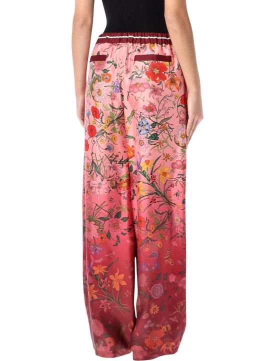25FW 구찌 프린티드 실크 팬츠 837980Z7AUH 5057 PINK RED ANCORA MULTICOLOR - GUCCI