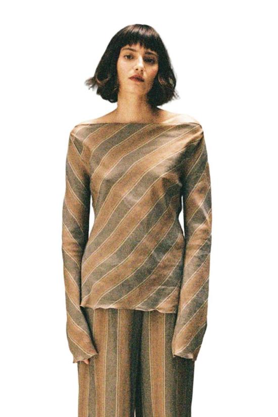  Chelsea Mak 블라우스 Seren 탑 타이 스트라이프