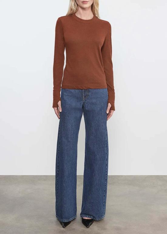  엔자 코스타 블라우스 이지 커프드 크루 탑 - ENZA COSTA