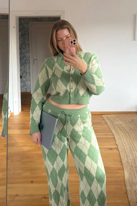  하우스오브써니 스트레이트 팬츠 하우스 오브 써니 아가일 라운지 팬츠 말차 - HOUSE OF SUNNY