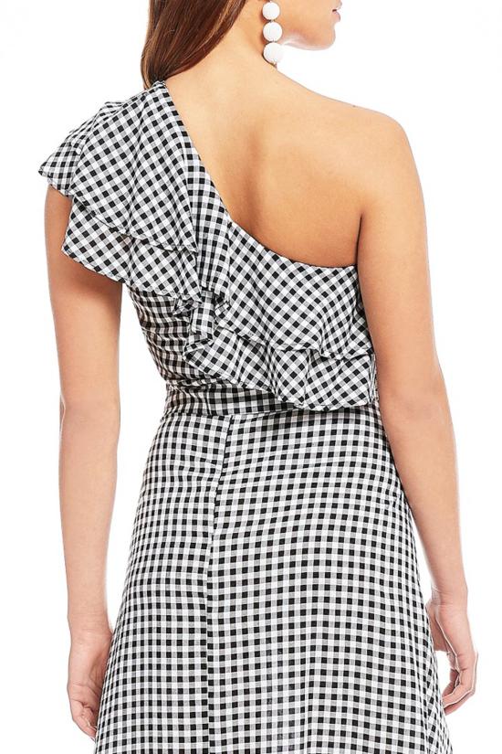  Flynn Skye 민소매 티셔츠 플린 스카이 클레어 크롭 탑 블랙/화이트 깅엄 - OTHER BRANDS