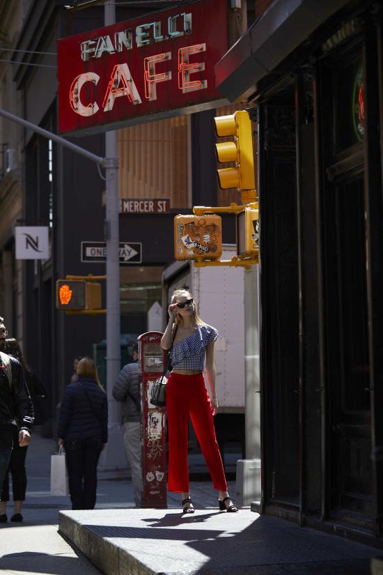  Flynn Skye 민소매 티셔츠 플린 스카이 클레어 크롭 탑 블랙/화이트 깅엄 - OTHER BRANDS