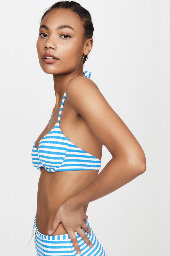 솔리드 앤 스트라이프 비키니 수영복 진저 타이 비키니 아주어 스트라이프 리브 - SOLID AND STRIPED