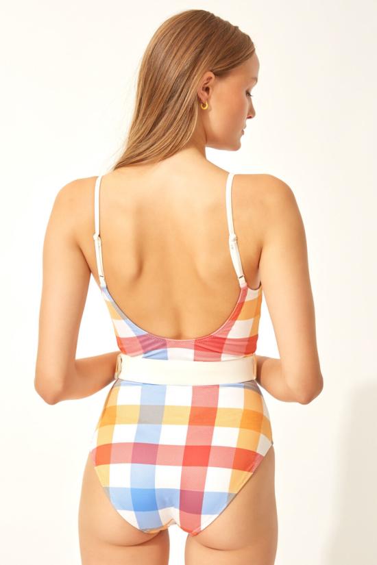  솔리드 앤 스트라이프 원피스 수영복 니나 벨트 원피스 비치 플레드 - SOLID AND STRIPED