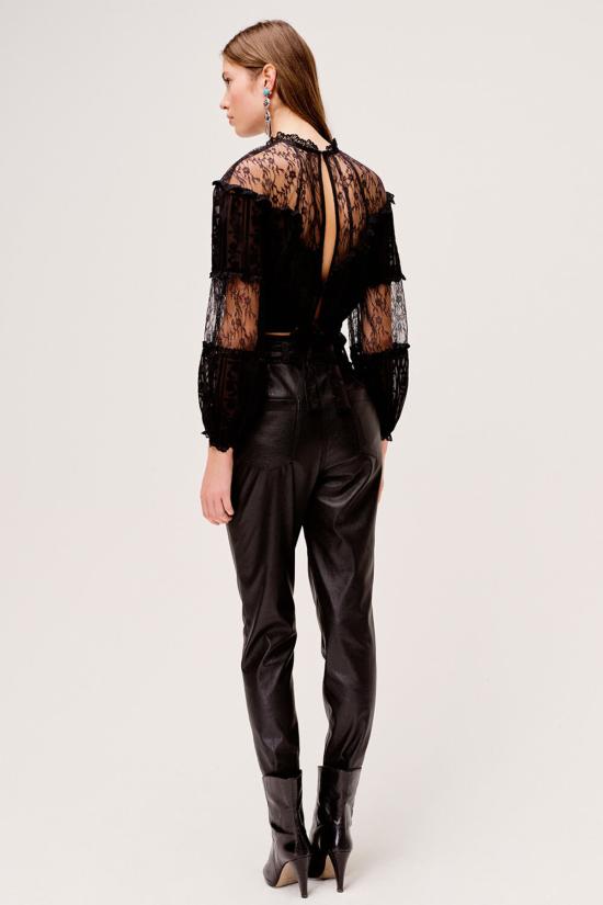  포러브앤레몬스 스트레이트 팬츠 For Love & Lemons Dillon 하이웨이스트 팬츠 블랙 - FOR LOVE & LEMONS