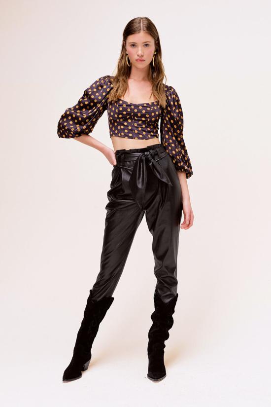  포러브앤레몬스 스트레이트 팬츠 For Love & Lemons Dillon 하이웨이스트 팬츠 블랙 - FOR LOVE & LEMONS