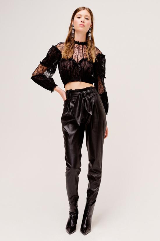  포러브앤레몬스 스트레이트 팬츠 For Love & Lemons Dillon 하이웨이스트 팬츠 블랙 - FOR LOVE & LEMONS