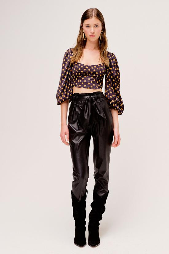  포러브앤레몬스 스트레이트 팬츠 For Love & Lemons Dillon 하이웨이스트 팬츠 블랙 - FOR LOVE & LEMONS