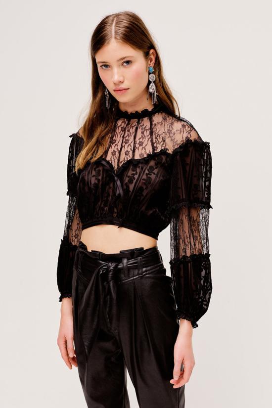  포러브앤레몬스 스트레이트 팬츠 For Love & Lemons Dillon 하이웨이스트 팬츠 블랙 - FOR LOVE & LEMONS