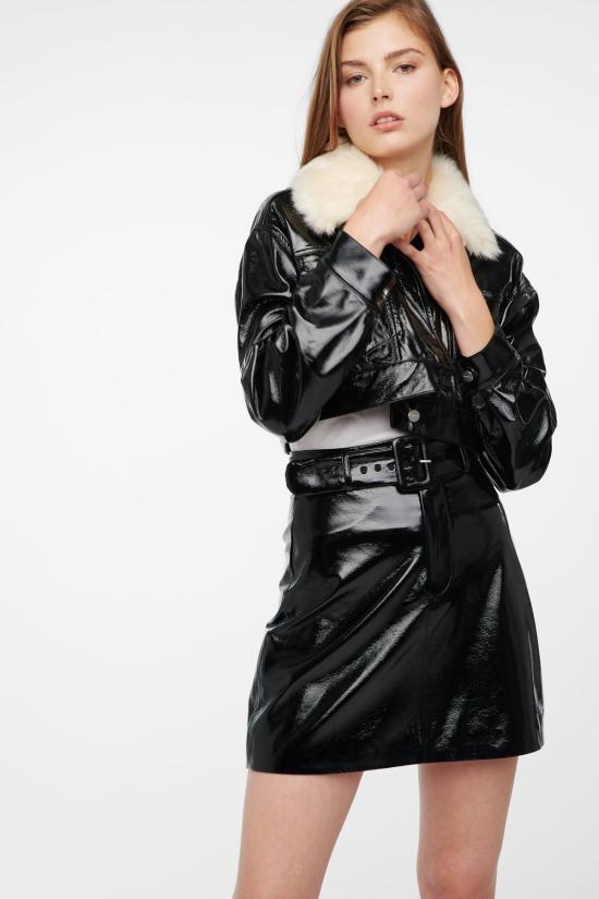  Capulet 숏 스커트 캐플릿 라노라 미니 스커트 페이턴트 비건 레더 블랙 - OTHER BRANDS