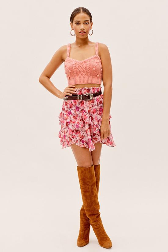  포러브앤레몬스 민소매 티셔츠 For Love & Lemons 플로렌티나 스웨터 탱크 로즈 - FOR LOVE & LEMONS