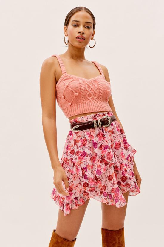  포러브앤레몬스 민소매 티셔츠 For Love & Lemons 플로렌티나 스웨터 탱크 로즈