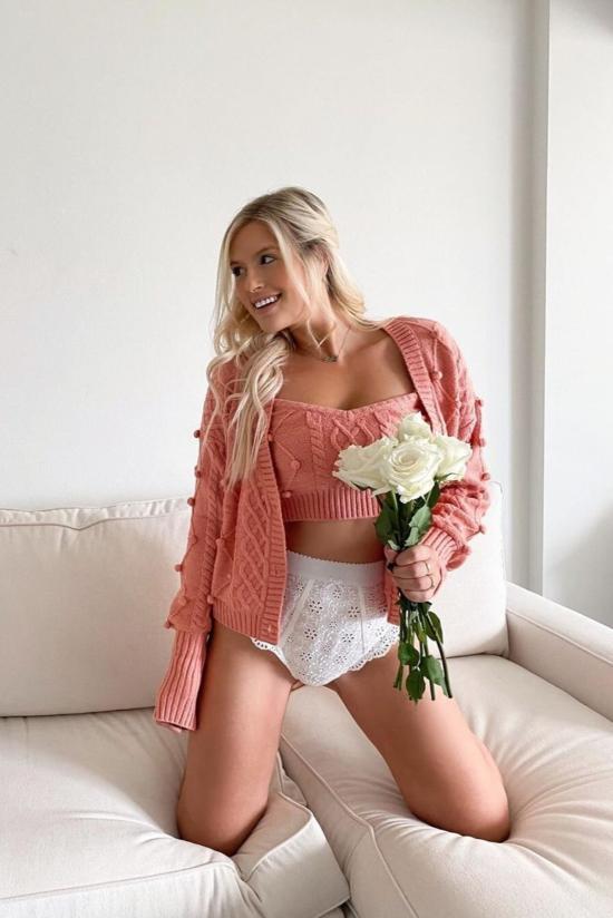  포러브앤레몬스 민소매 티셔츠 For Love & Lemons 플로렌티나 스웨터 탱크 로즈 - FOR LOVE & LEMONS