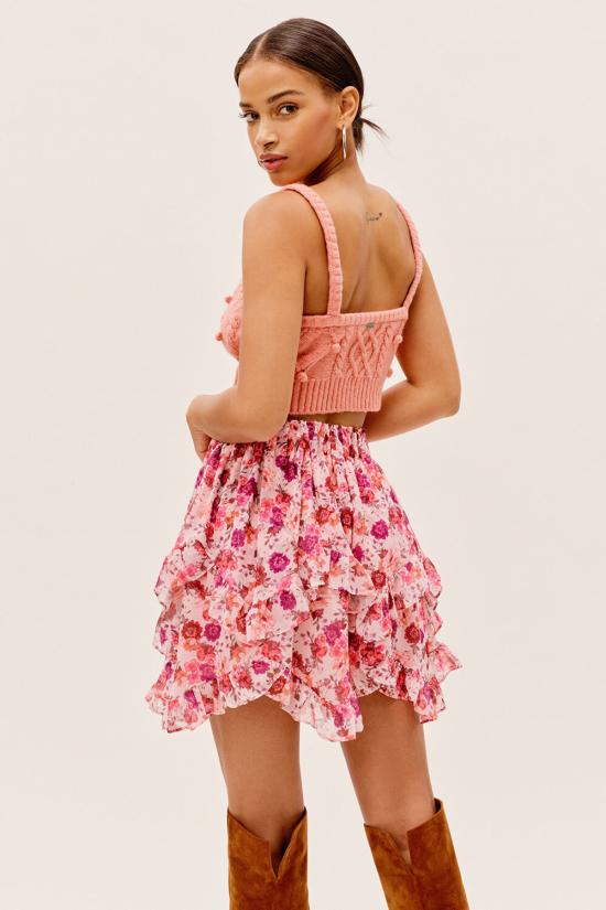  포러브앤레몬스 민소매 티셔츠 For Love & Lemons 플로렌티나 스웨터 탱크 로즈 - FOR LOVE & LEMONS