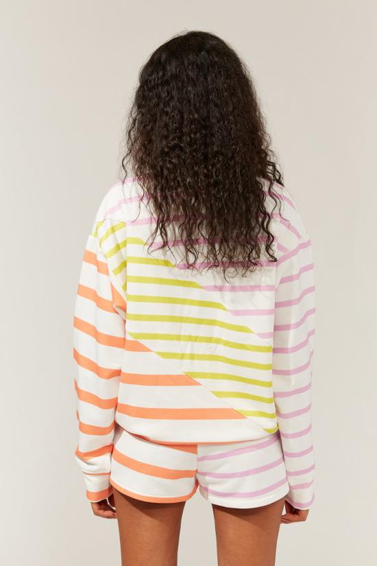  솔리드 앤 스트라이프 스웨터 풀오버 컬러블록 스트라이프 샤베트 - SOLID AND STRIPED