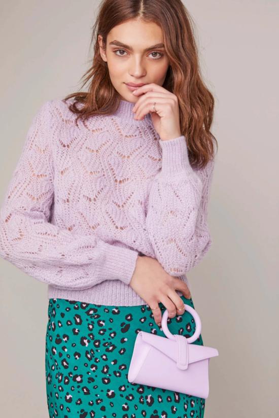  아스트라 더 라벨 미디 스커트 Astr The Label Pamela  그린/라일락 레오파드 - ASTR The Label