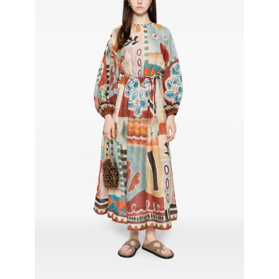 26SS 알레메 롱 원피스 6433D MULTI RED BLUE - ALEMAIS