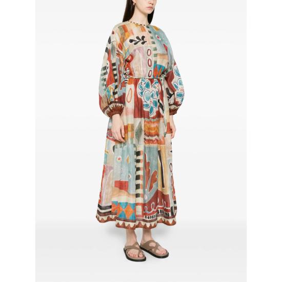 26SS 알레메 롱 원피스 6433D MULTI RED BLUE - ALEMAIS