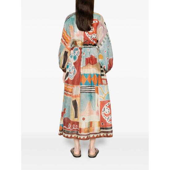 26SS 알레메 롱 원피스 6433D MULTI RED BLUE - ALEMAIS