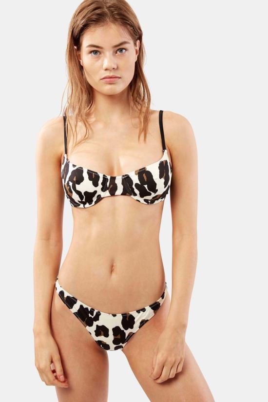  솔리드 앤 스트라이프 비키니 수영복 에바 비키니 빅 레오파드