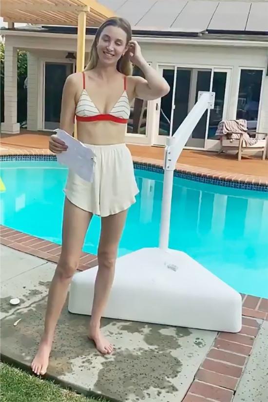  솔리드 앤 스트라이프 비키니 수영복 드 더 모건 비키니 립스틱 핀스트라이프 - SOLID AND STRIPED