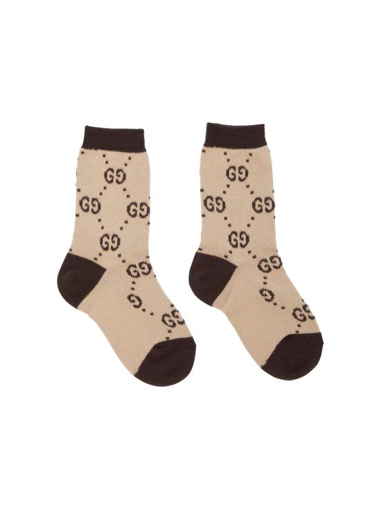 26SS [키즈] 구찌 발목 양말 557012 3K227 098 9764 BEIGE DARK BROWN