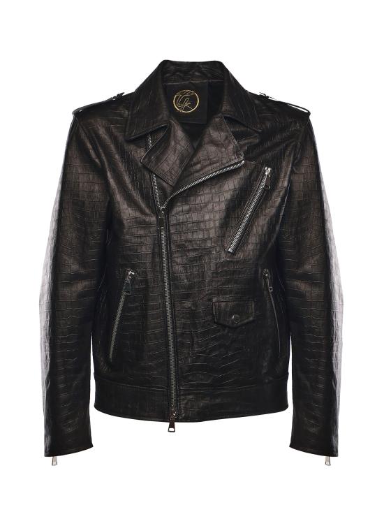 26SS 줄리아노 갈리아노 가죽 자켓 PUSH IT CROCNERO Black