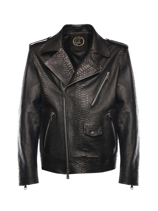 26SS 줄리아노 갈리아노 가죽 자켓 PUSH IT PYTHONNERO Black