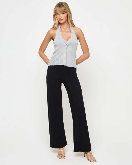  엘스페이스 민소매 티셔츠 LSpace 칼리 홀터 탱크 메탈릭 실버 - L SPACE