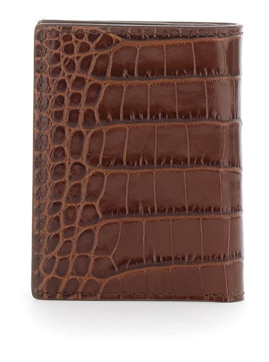 26SS 톰포드 크로커다일 엠보스드 레더 폴디드 카드 홀더 Y0417LCL439SEBN Brown - TOMFORD