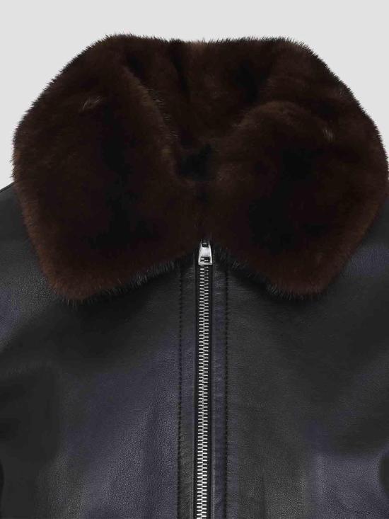  이브살로몬 가죽 자켓 26WYV20255APXXC99 Black - YVES SALOMON