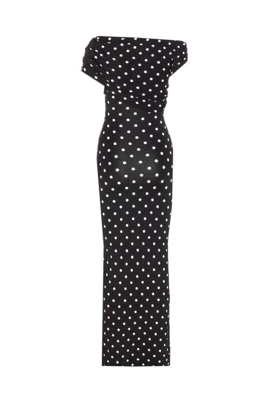 26SS 셀프 포트레이트 롱 원피스 108MABLACK WHITE Black - SELF PORTRAIT