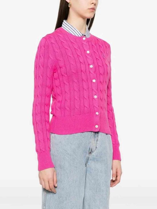  폴로 랄프로렌 포니 로고 자수 케이블 니트 크루넥 가디건 211891643019 Nude Neutrals - POLO RALPH LAUREN