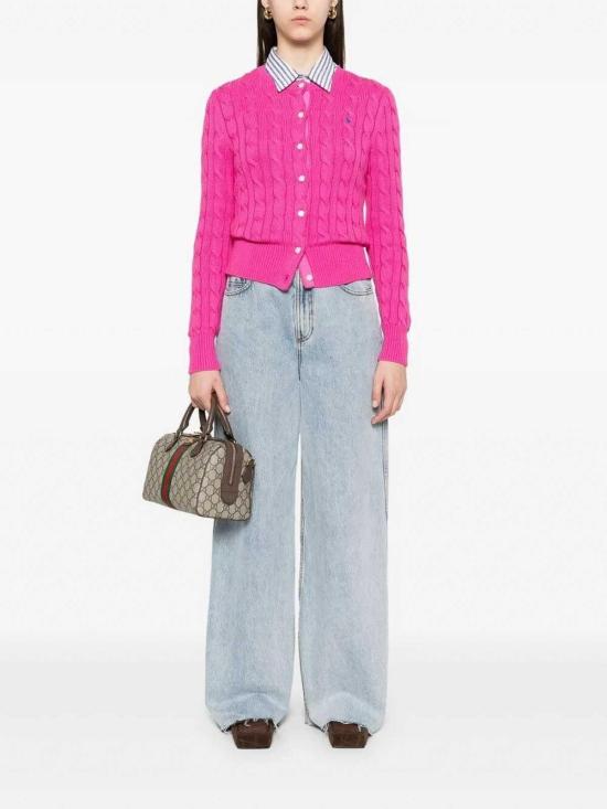  폴로 랄프로렌 포니 로고 자수 케이블 니트 크루넥 가디건 211891643019 Nude Neutrals - POLO RALPH LAUREN