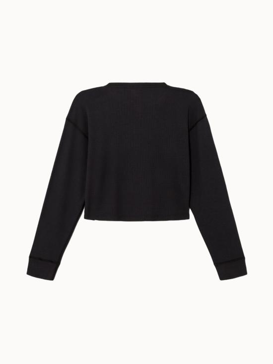  리던 긴팔 티셔츠 와플 박시 헨리 블랙 - RE/DONE