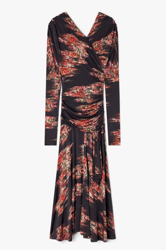  가니 원피스 플로럴 러칭 드레스 블랙 - GANNI