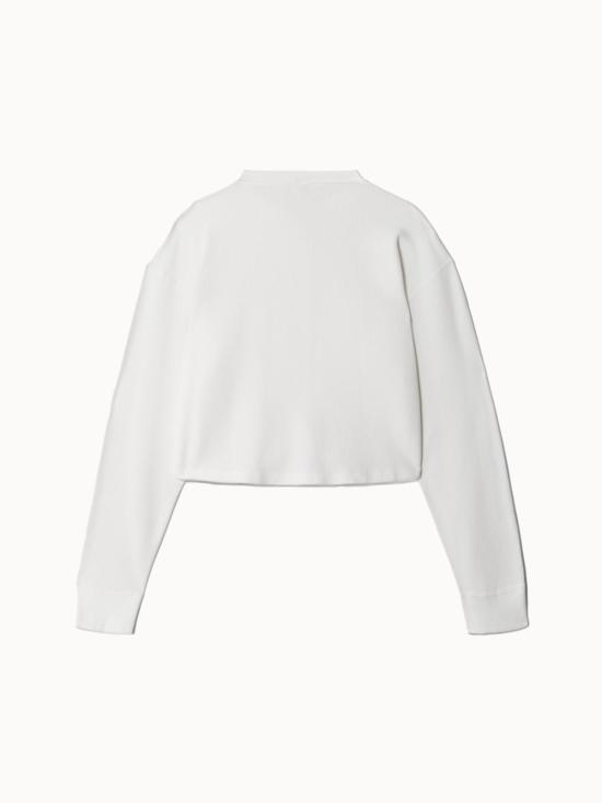  리던 긴팔 티셔츠 와플 박시 헨리 탑 오프 화이트 - RE/DONE