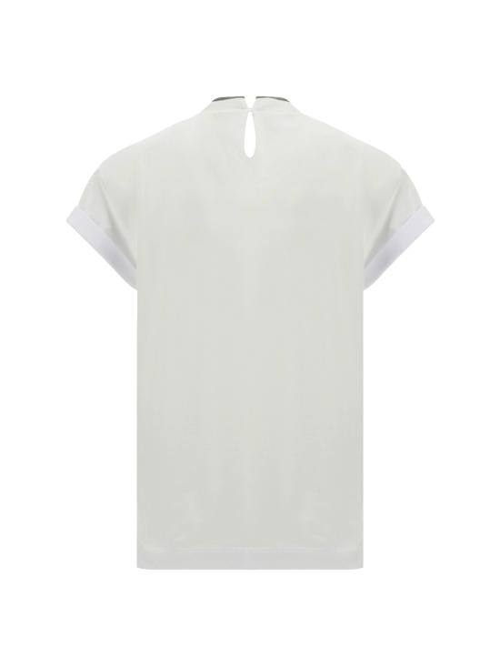 26FW 브루넬로 쿠치넬리 콘트라스트 트림 코튼 티셔츠 M0T18BD200 C159 WHITE - BRUNELLO CUCINELLI