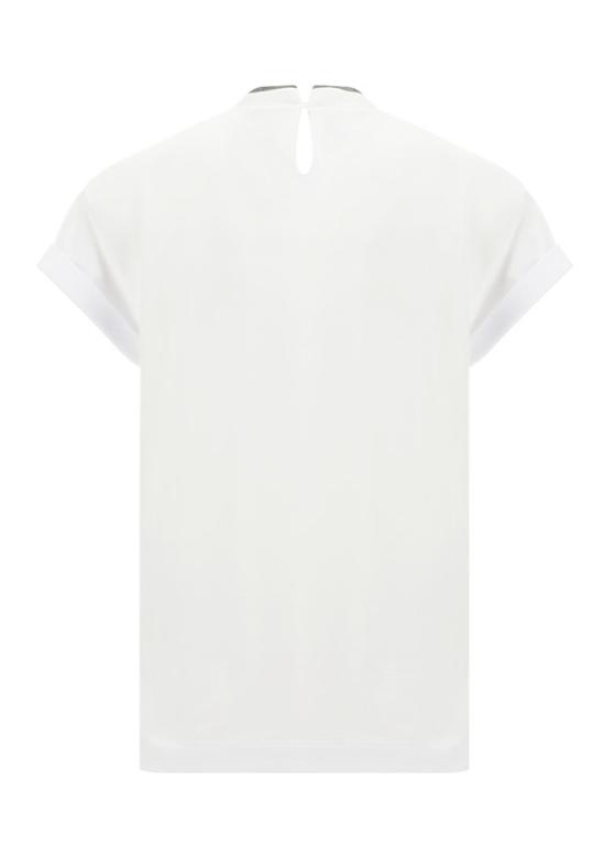 26FW 브루넬로 쿠치넬리 콘트라스트 트림 코튼 티셔츠 M0T18BD200 C159 WHITE - BRUNELLO CUCINELLI