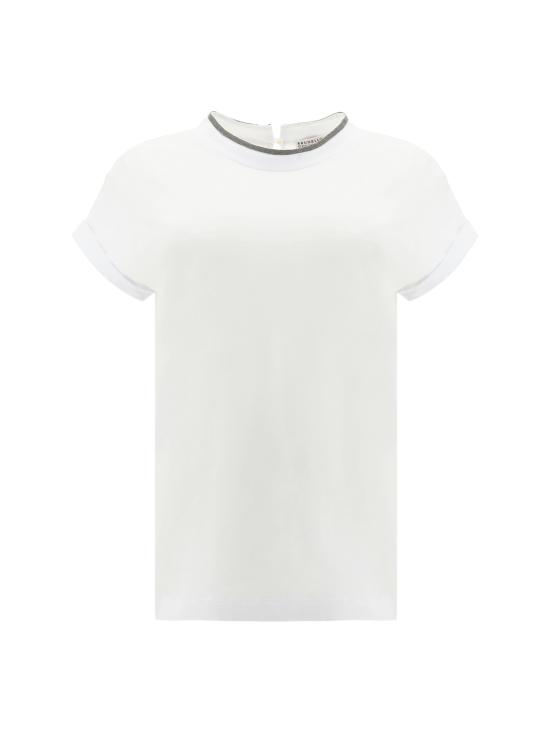 26SS 브루넬로 쿠치넬리 콘트라스트 트리밍 M0T18BD200 C159 WHITE - BRUNELLO CUCINELLI