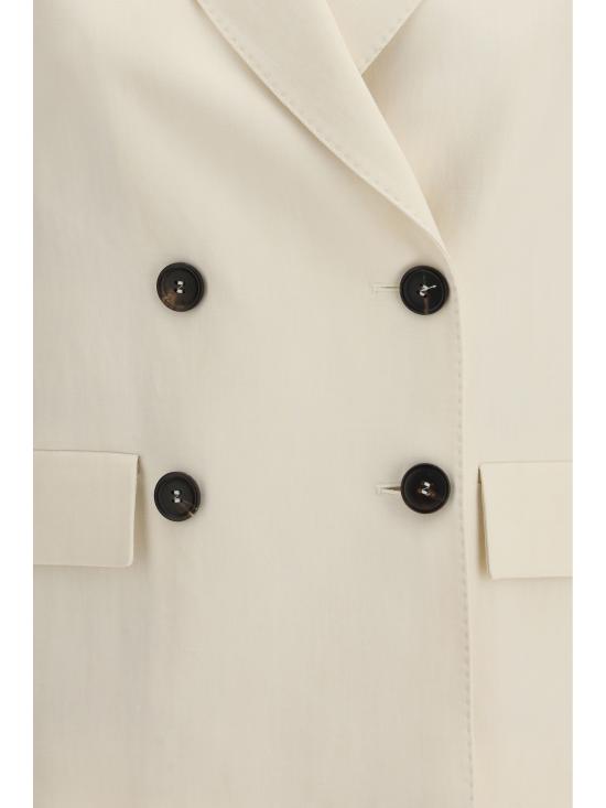 26SS 브루넬로 쿠치넬리 모닐리 비스코스 & 리넨 플루이드 트윌 블레이저 MH1267621 C579 CREAM - BRUNELLO CUCINELLI