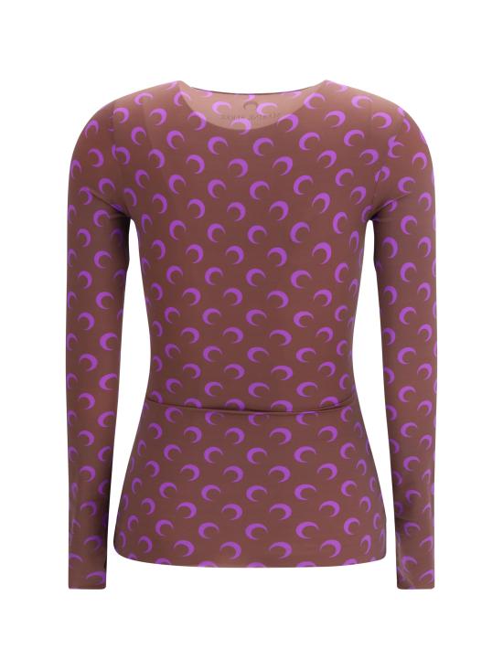 25FW 마린세르 크레센트 문 프린트 긴팔 티셔츠 WTS006ACJER0001 PU70 PURPLE - MARINE SERRE