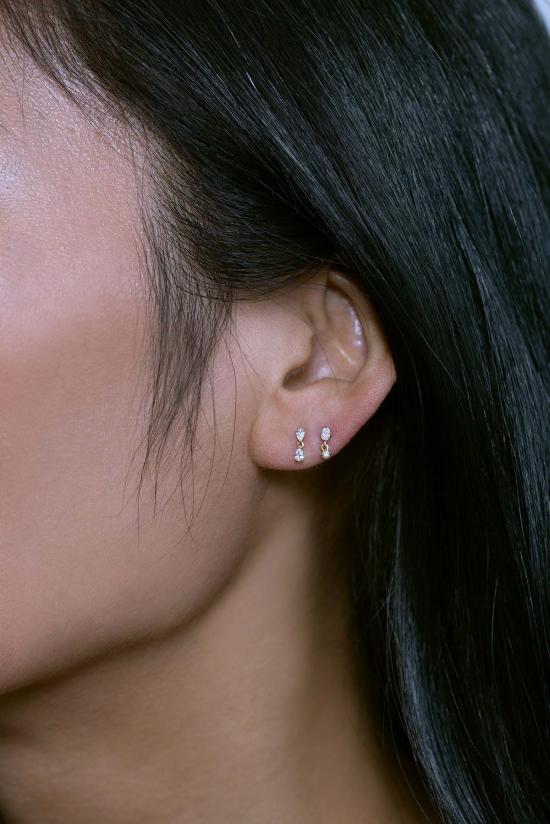  리지 맨들러 파인 주얼리 이어링 미니 더블 페어 드롭 스터드 - LIZZI MANDLER FINE JEWELRY