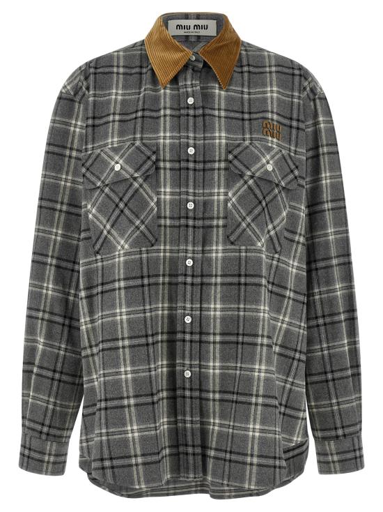 26SS 미우미우 체크 플란넬 셔츠 MK2010SOOO1807F0480 Gray