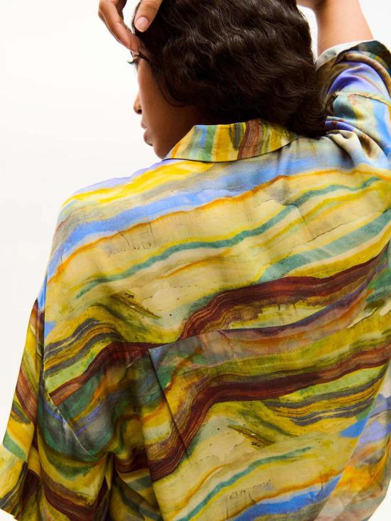  캐롤리나 케이 블라우스 캐롤라이나 K 기모노 탑 에메랄드 마블 - CAROLINA K