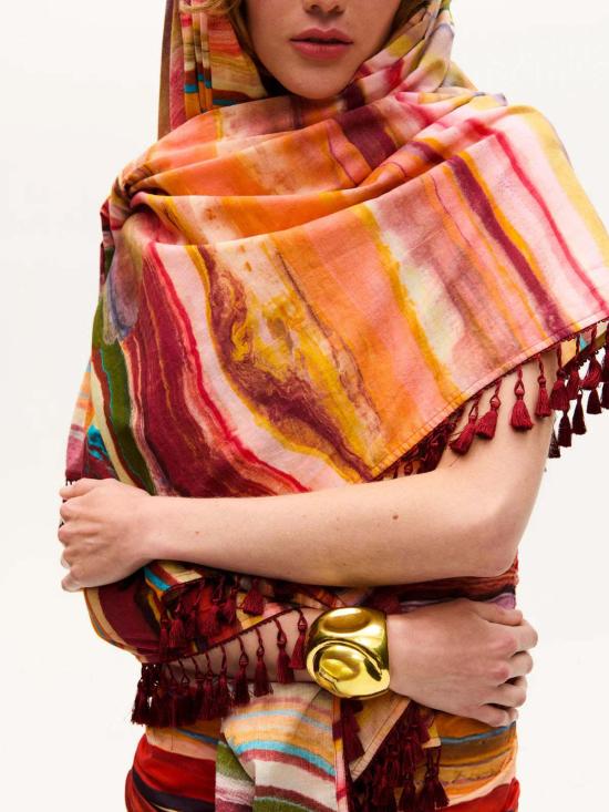  캐롤리나 케이 비치용품 캐롤라이나 K 로라 파레오 루비 대리석 - CAROLINA K