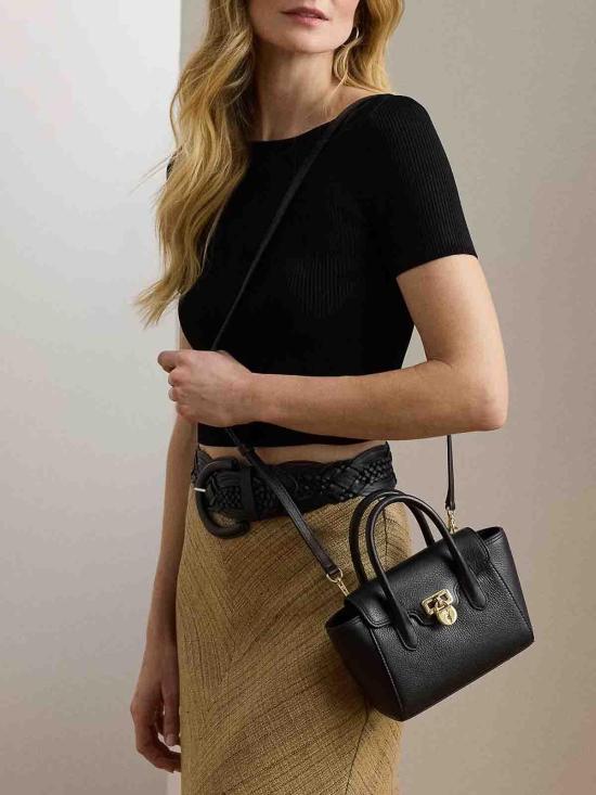 26SS 랄프 로렌 태너 페블 레더 스몰 사첼 토트백 431969349002 Black - RALPH LAUREN