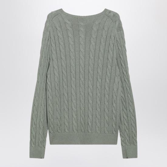 26SS 폴로 랄프로렌 로고 자수 케이블 니트 스웨터 710775885528CO Green - POLO RALPH LAUREN