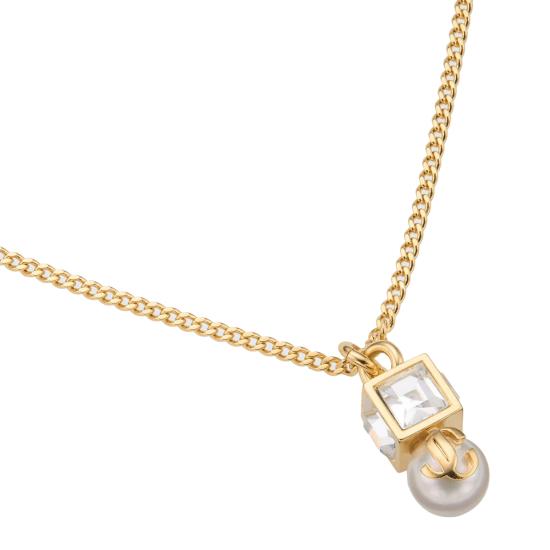 26SS 지미추 팔찌 JC PEARL CUBE PNDNT FTAGOLD WHITE CRYSTAL Golden - JIMMY CHOO